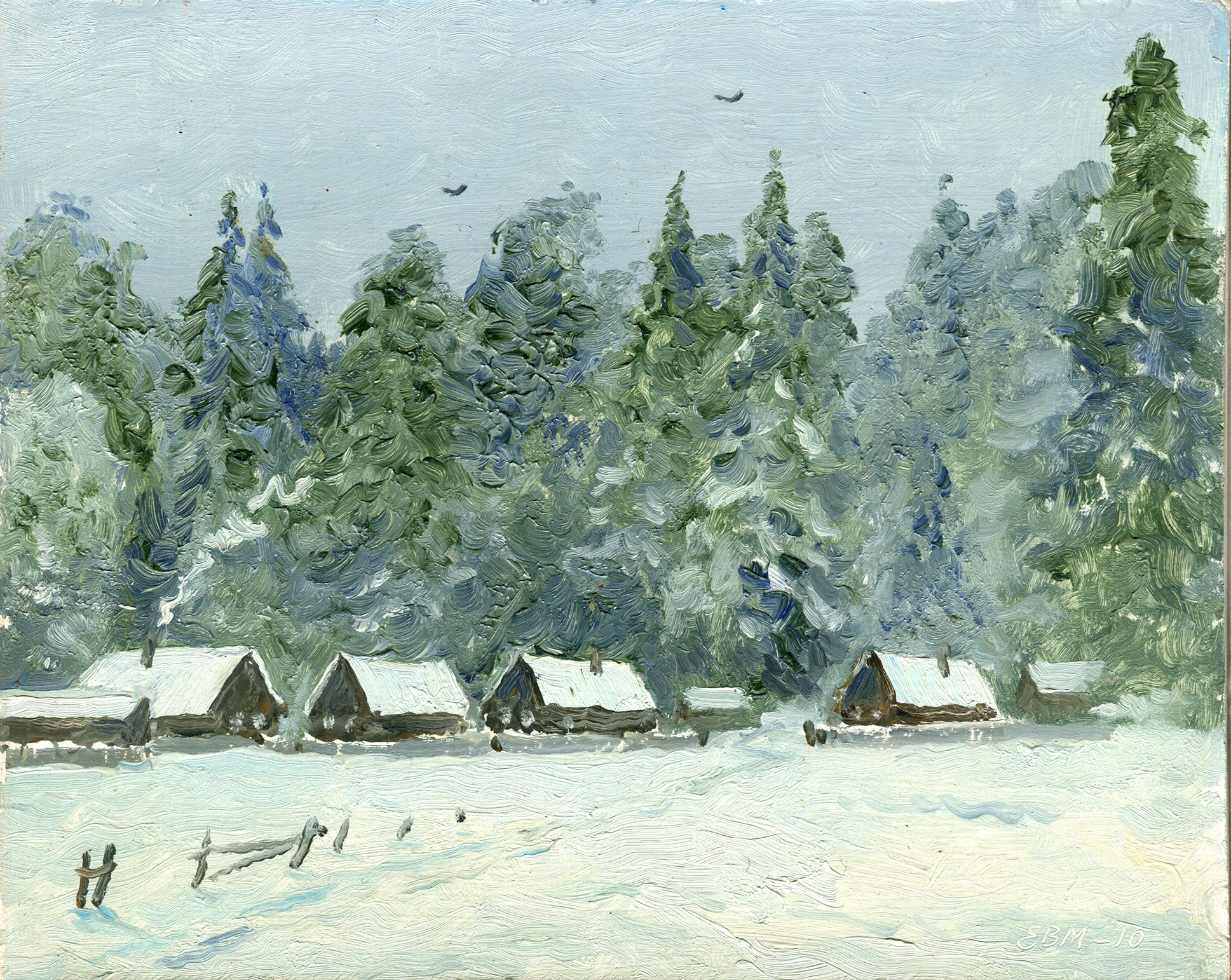 Деревня зимой - 1, Валентин Ефремов, Купить картину Масло