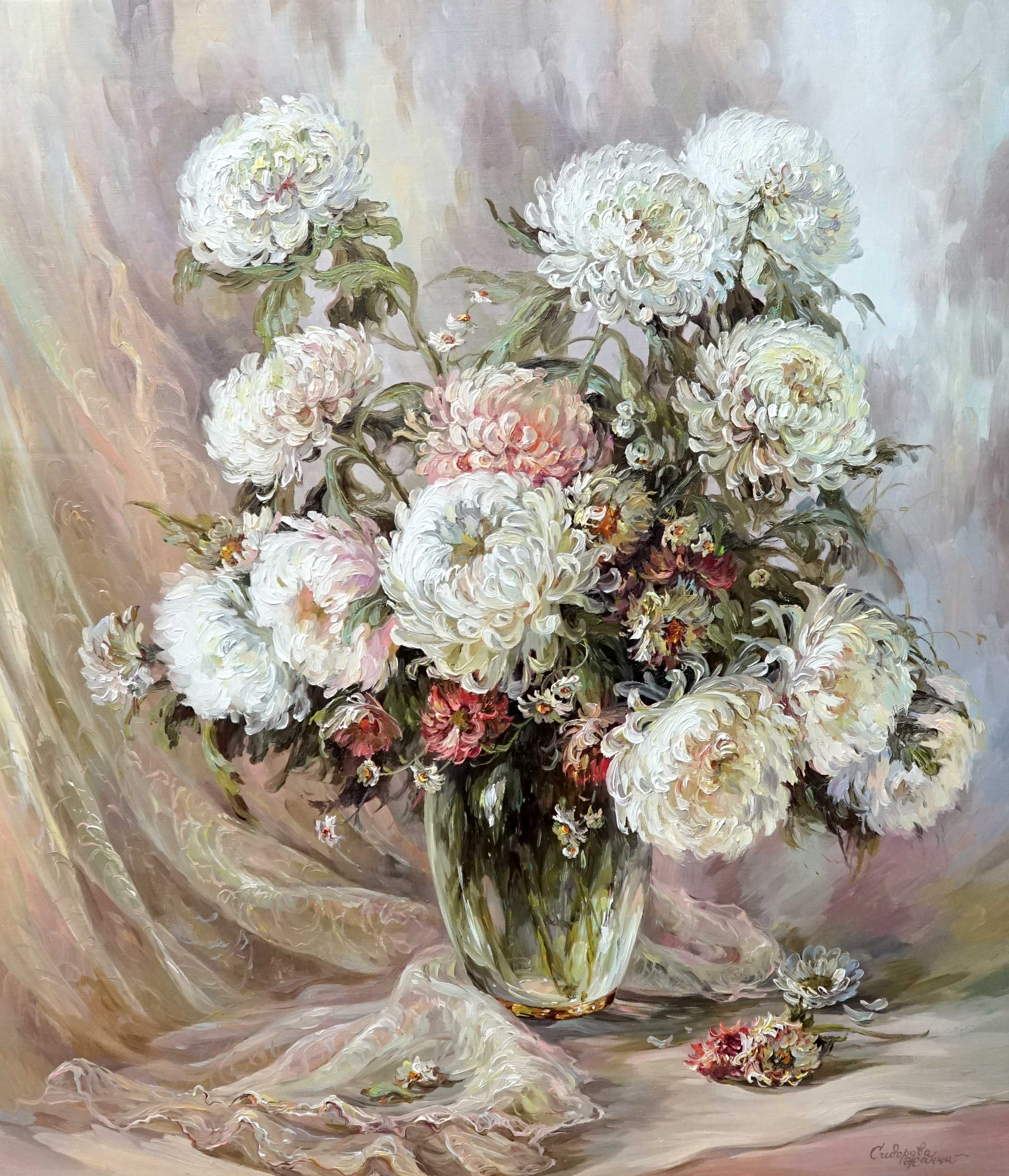 Хризантемы - 1, Жанна Сидорова , Купить картину Масло